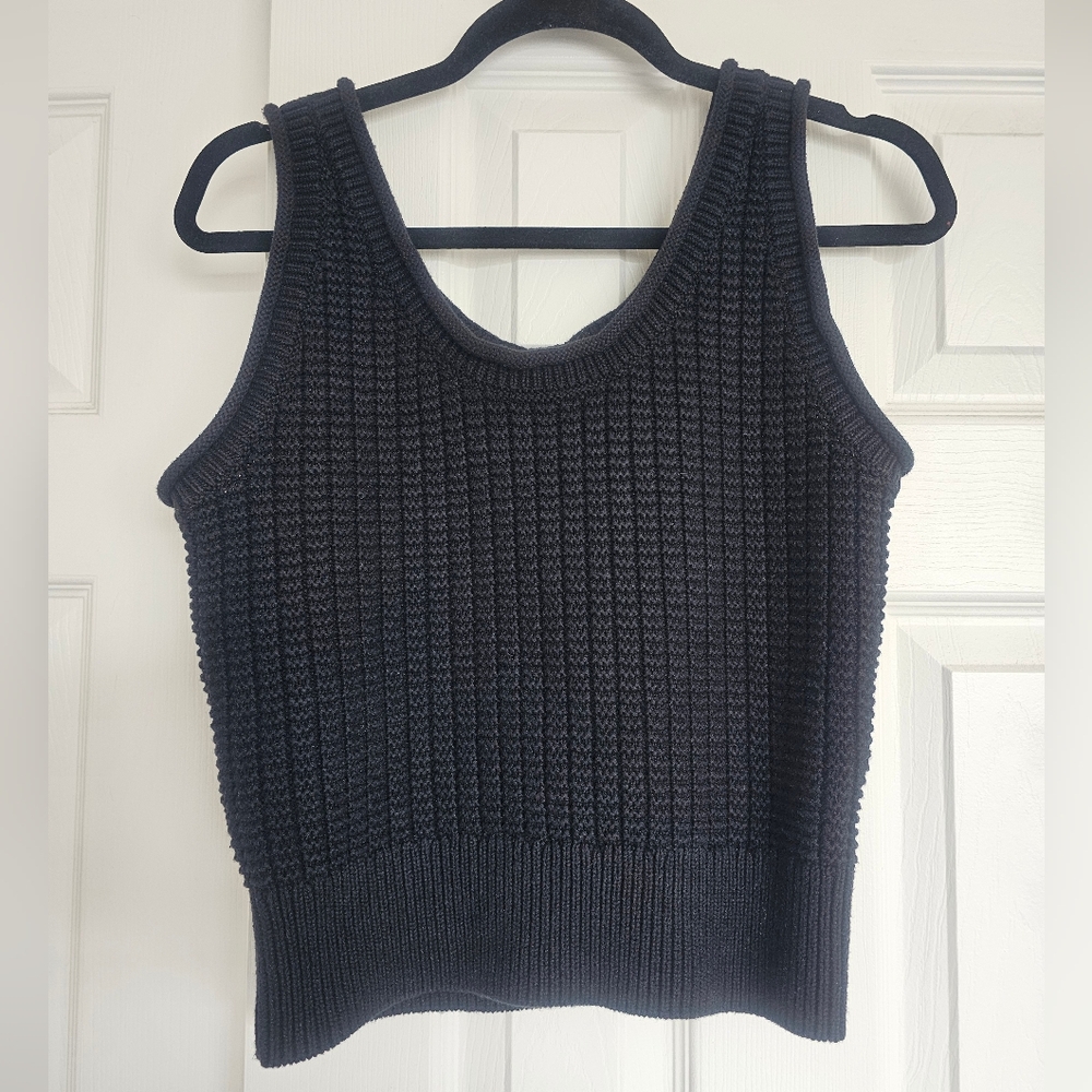 Quince 100% Organic Cotton Waffle Cropped Sweater Tank
